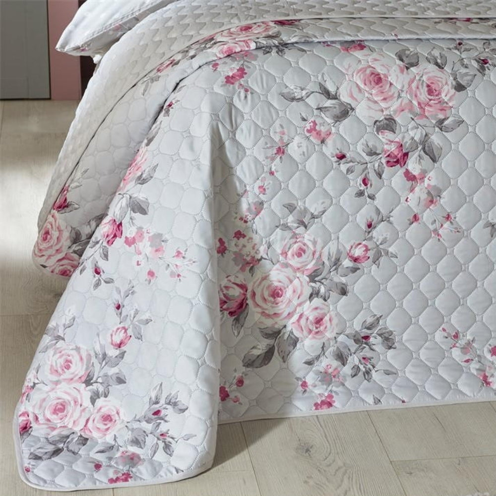 Catherine Lansfield Canterbury Grey Quilted Bedspread | 240x260