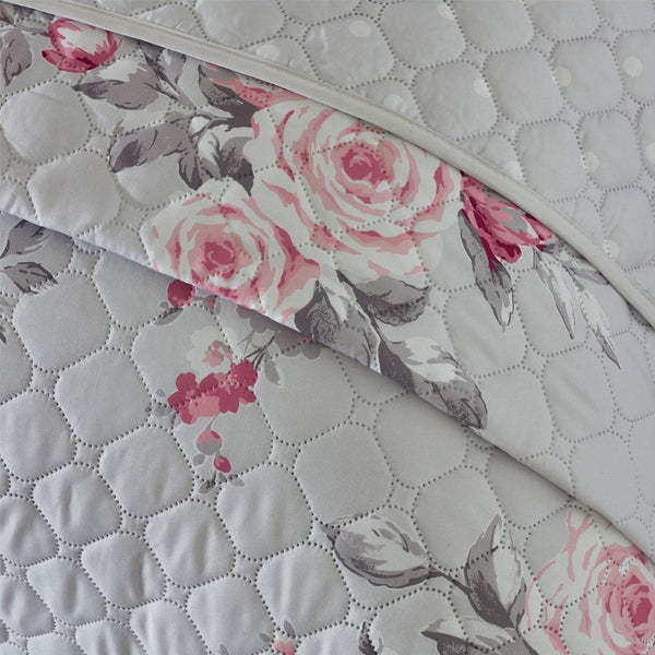 Catherine Lansfield Canterbury Grey Quilted Bedspread | 240x260