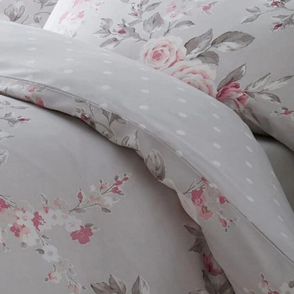 Catherine Lansfield Canterbury Grey Floral Quilt Set | Single