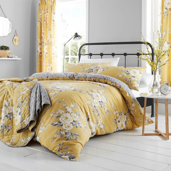 Catherine Lansfield Canterbury Ochre Reversible Quilt Set | Single