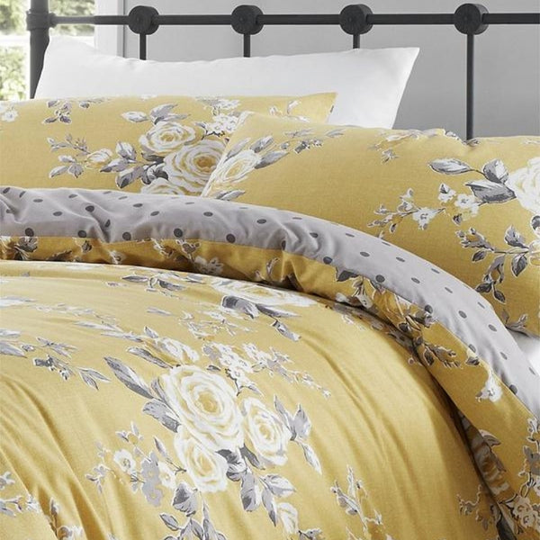 Catherine Lansfield Canterbury Ochre Reversible Quilt Set | Single