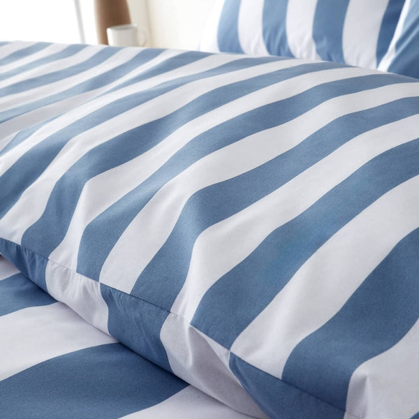 Catherine Lansfield Cove Stripe Blue Reversible Quilt Set | Double