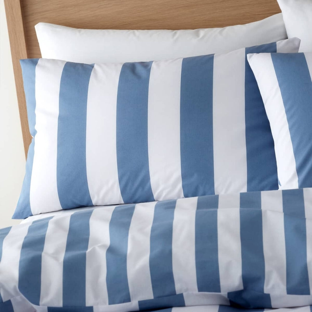 Catherine Lansfield Cove Stripe Blue Reversible Quilt Set | Single