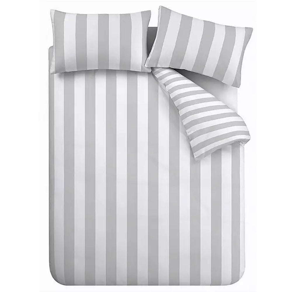 Catherine Lansfield Cove Stripe Silver Quilt Set | Single