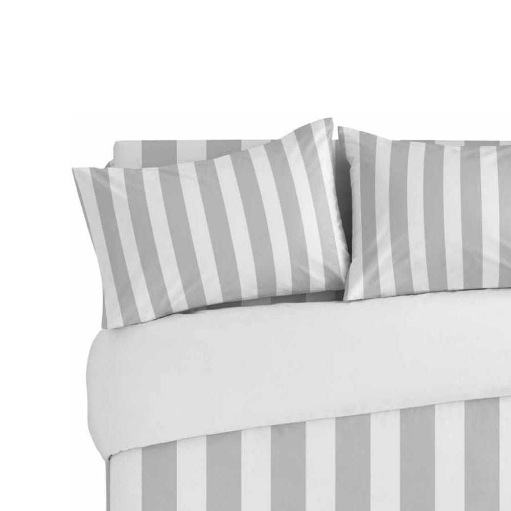 Catherine Lansfield Cove Stripe Silver Quilt Set | Single