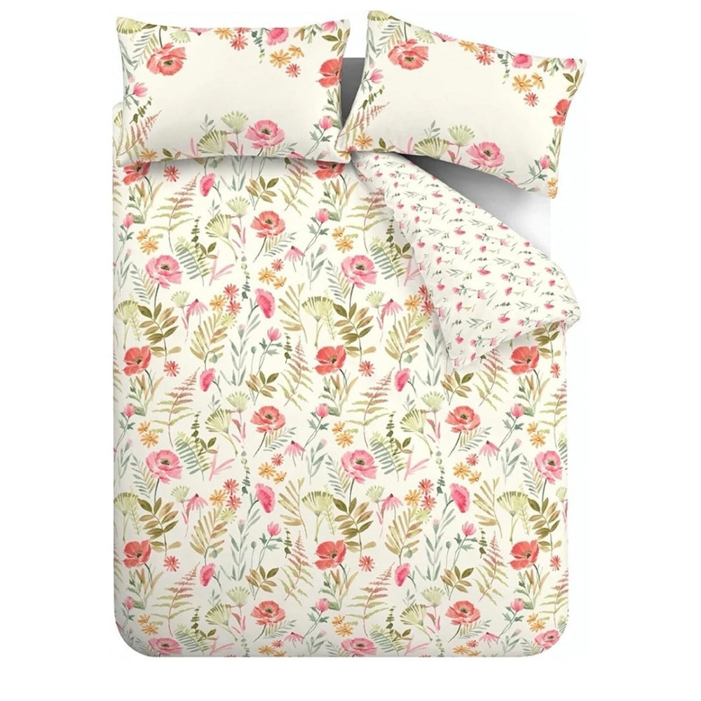 Catherine Lansfield Ella Poppy Cream Floral Reversible Quilt Set | Double