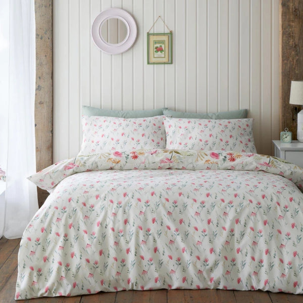 Catherine Lansfield Ella Poppy Cream Floral Reversible Quilt Set | Double
