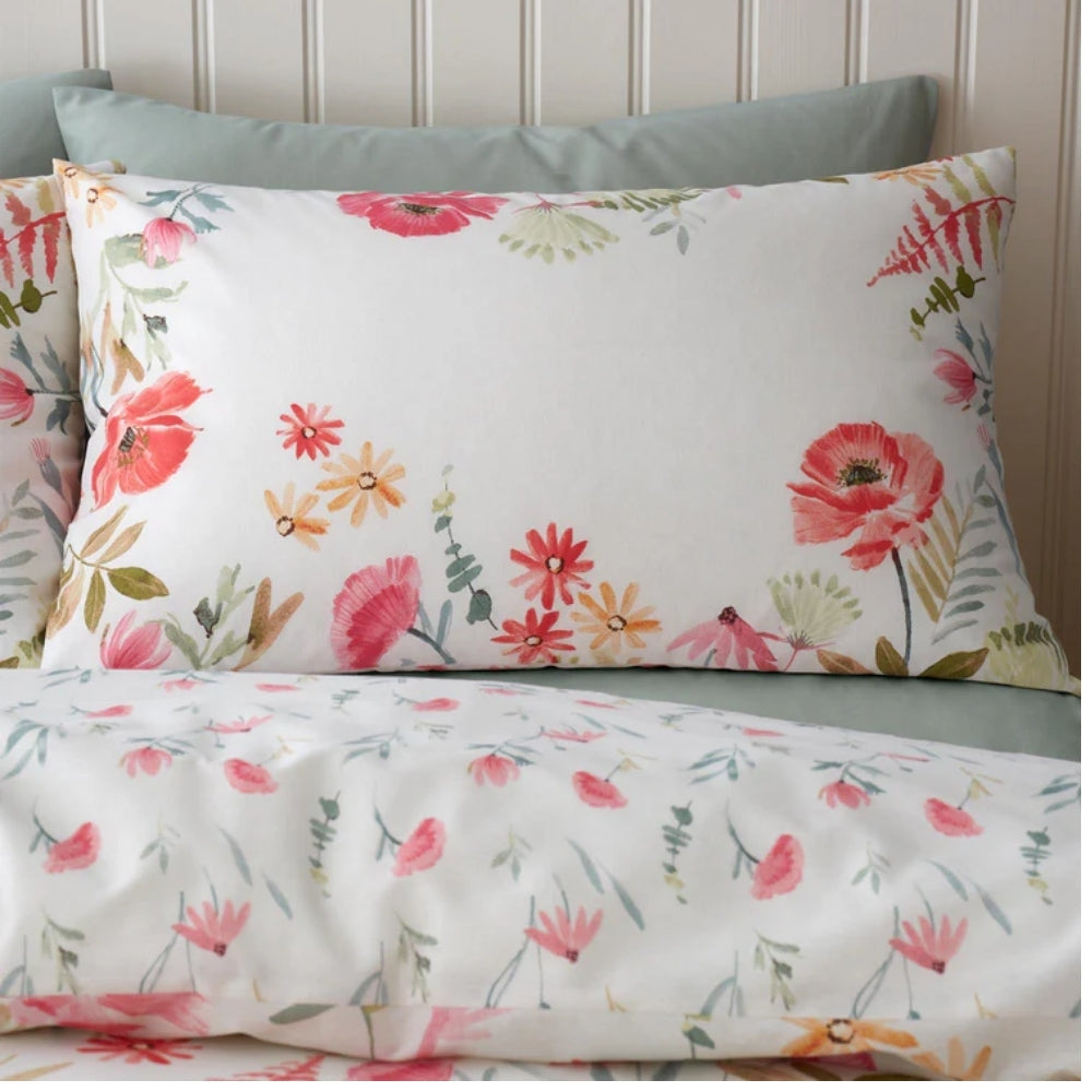 Catherine Lansfield Ella Poppy Cream Floral Reversible Quilt Set | King Size