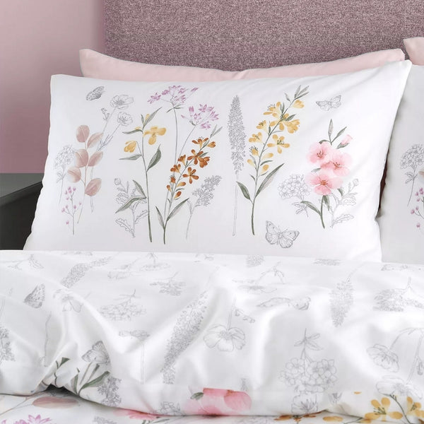 Catherine Lansfield Emilia Floral White Reversible Quilt Set | Single
