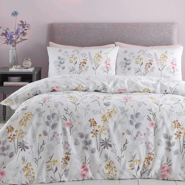 Catherine Lansfield Emilia Floral White Reversible Quilt Set | Single