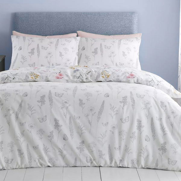 Catherine Lansfield Emilia Floral White Reversible Quilt Set | Single