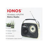 Ionos Portable Retro BT Radio | Wireless, SD & USB Input | 4.5H Playtime