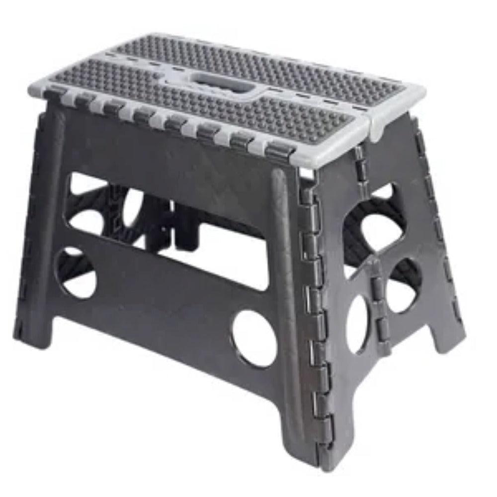 Dekton 32cm Folding Step Stool | Durable Plastic, Non-Slip Surface, Black and Grey