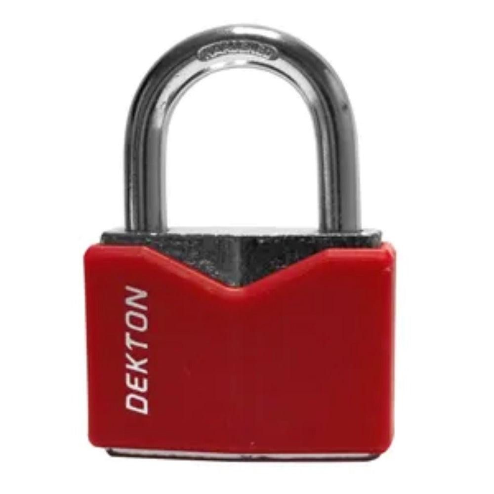 Dekton Vibrant Red Covered Steel Padlock | 50mm