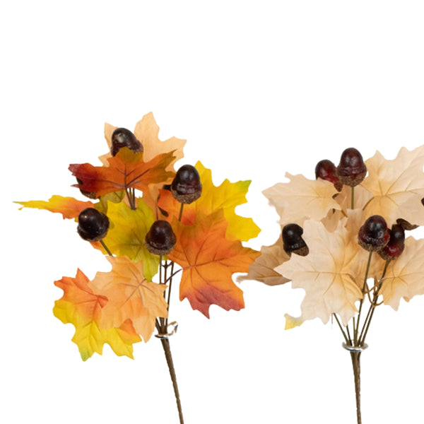 Florelle Autumn Acorn Bush | Artificial Leaf Stems Set