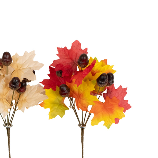 Florelle Autumn Acorn Bush | Artificial Leaf Stems Set