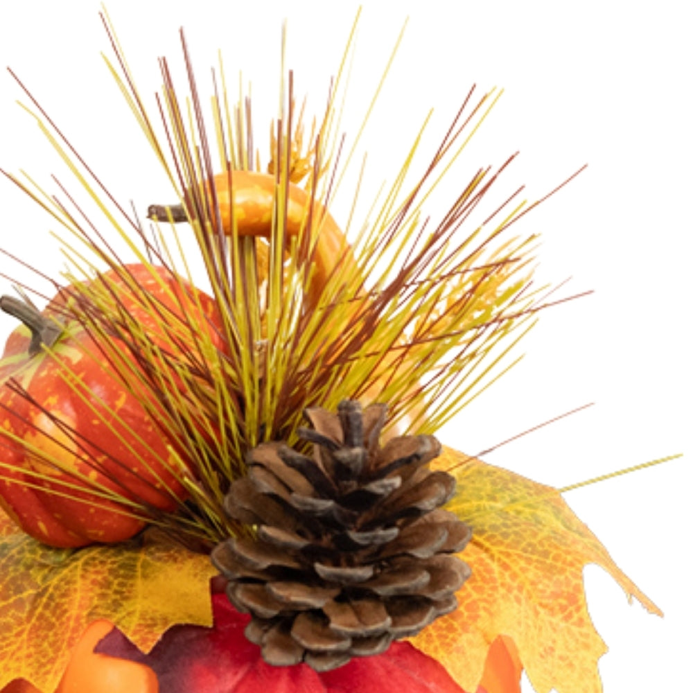 Florelle Autumn Single Pumpkin Arrangement | Faux Leaves & Gourds