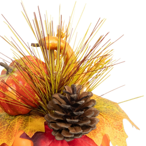 Florelle Autumn Single Pumpkin Arrangement | Faux Leaves & Gourds