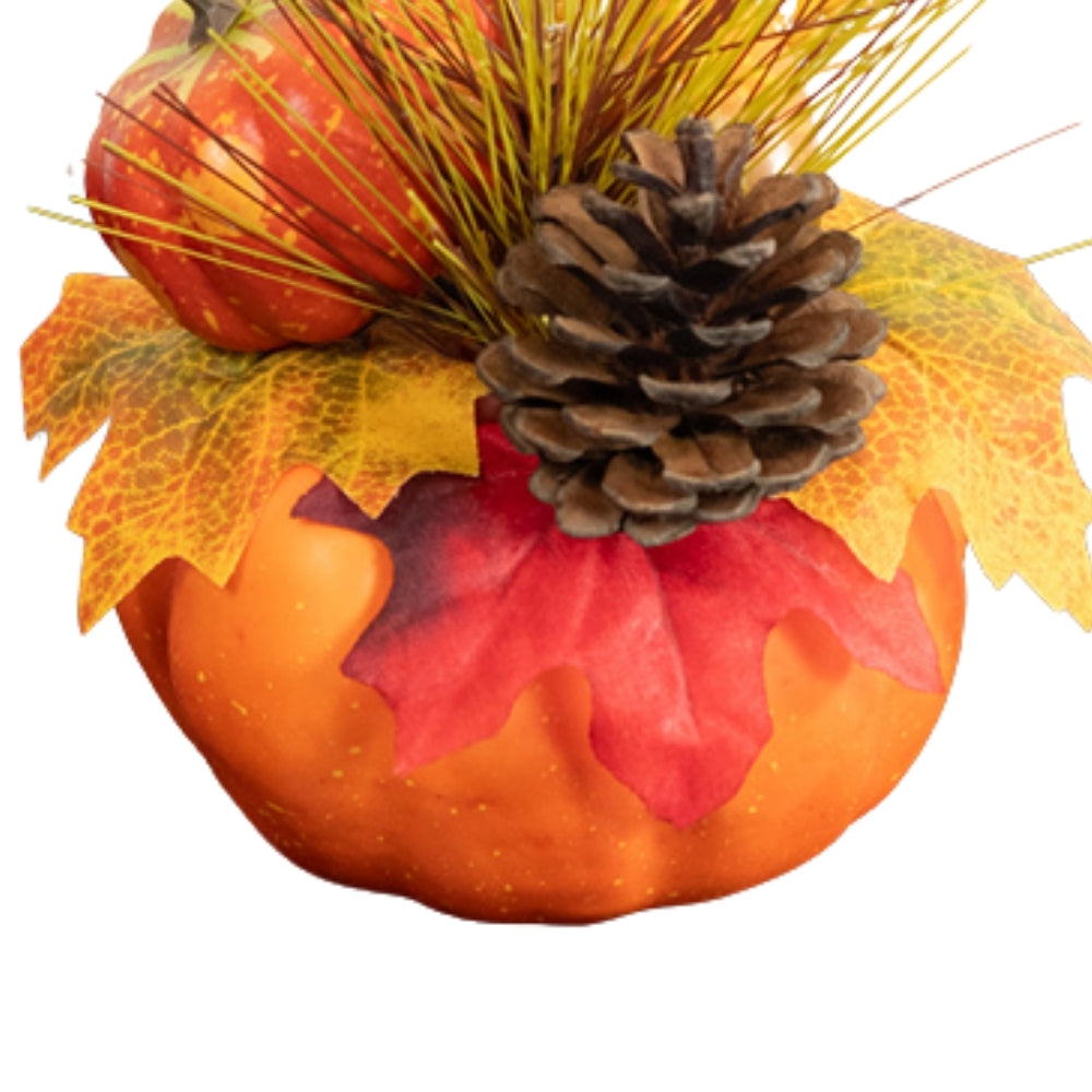 Florelle Autumn Single Pumpkin Arrangement | Faux Leaves & Gourds