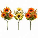 Foxtail and Sunflower Artificial Flower Bushes - 6 Pieces, 3 Assorted Designs
