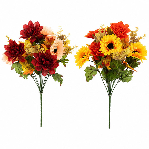 Large Artificial Mixed Flower Bouquet - 12 Pieces, 2 Assorted Designs