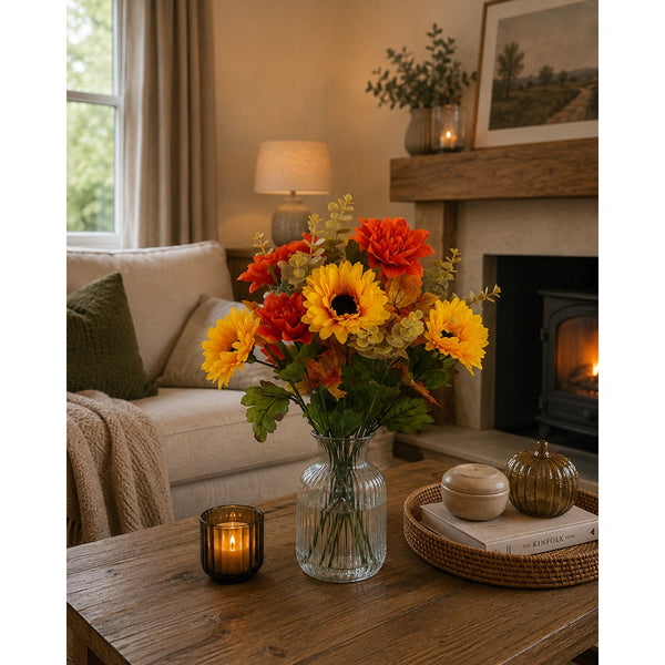 Large Artificial Mixed Flower Bouquet - 12 Pieces, 2 Assorted Designs