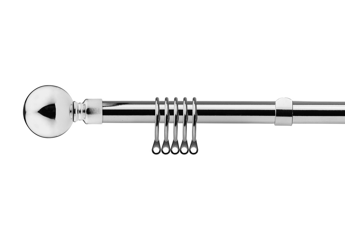 Brushed Silver Curtain Pole - 120-210cm