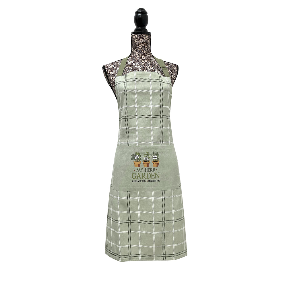 Country Club My Herb Garden Bib Apron - Sage Green