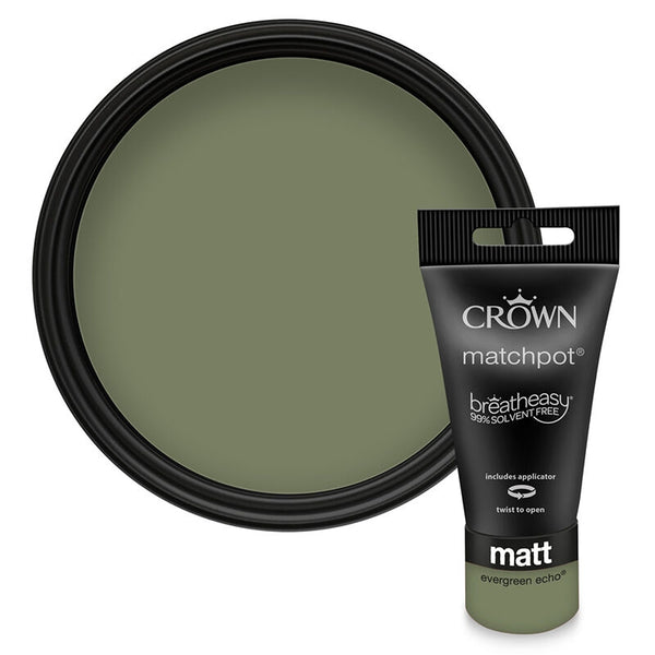 Crown Paint Evergreen Echo Matt Emulsion Paint Tester | 40ml, Breatheasy