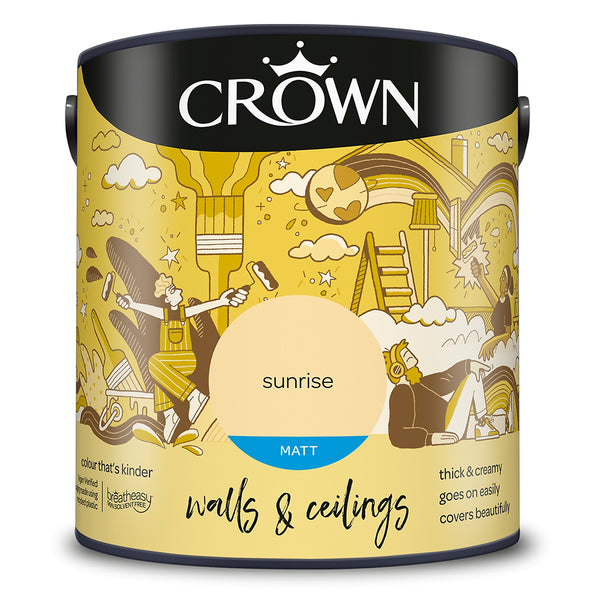 Crown Paint Matt Sunrise Wall & Ceiling Emulsion Paint | 2.5L, Breatheasy