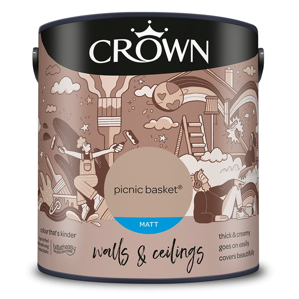 Crown Paint Picnic Basket Matt Emulsion | 2.5L, Breatheasy 99% Solvent Free