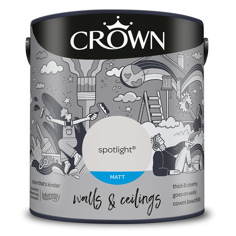 Crown Paint Spotlight Matt Wall & Ceiling Paint | 2.5L, Breatheasy