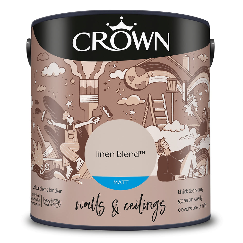 Crown Paint Linen Blend Matt Emulsion Paint | 2.5L, Walls and Ceilings