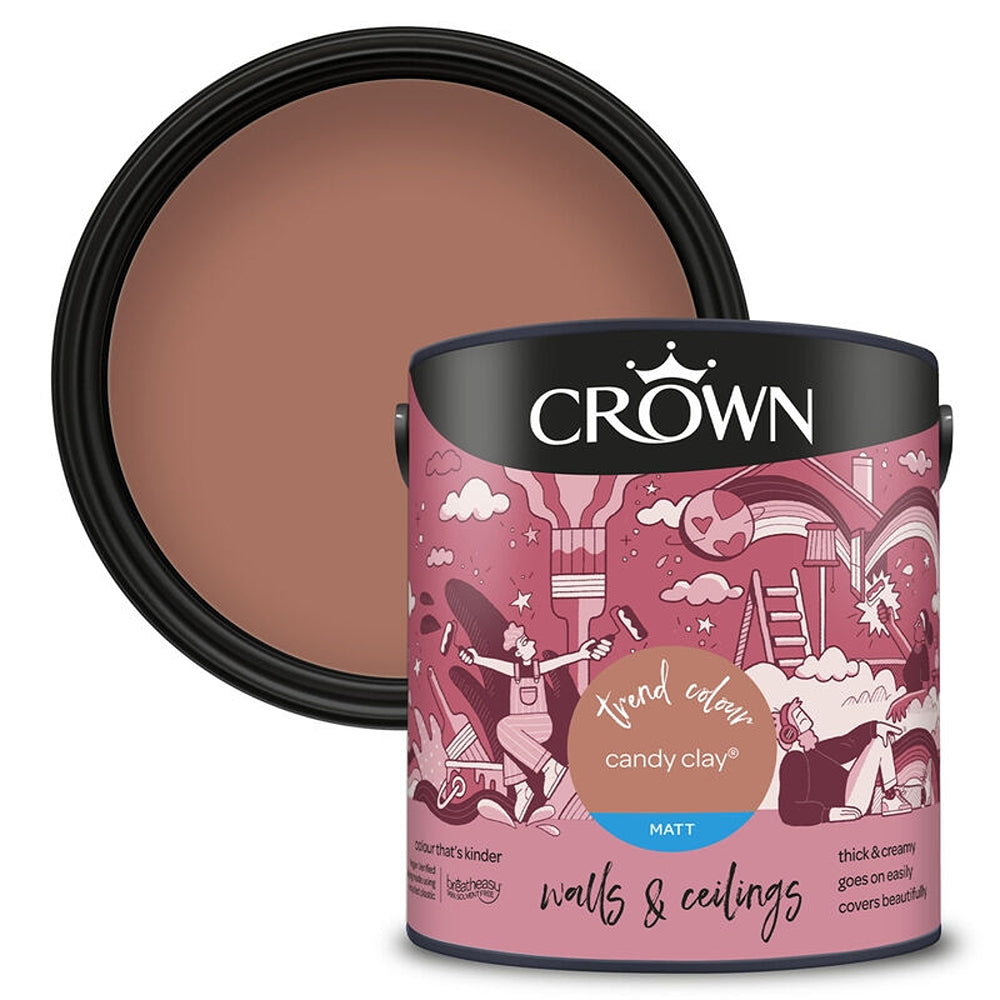 Crown Paint Candy Clay Matt Wall & Ceiling Paint | 2.5L, Breatheasy