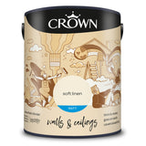 Crown Paint Soft Linen Matt Emulsion Paint | 5L, Low Odour, Walls and Ceilings