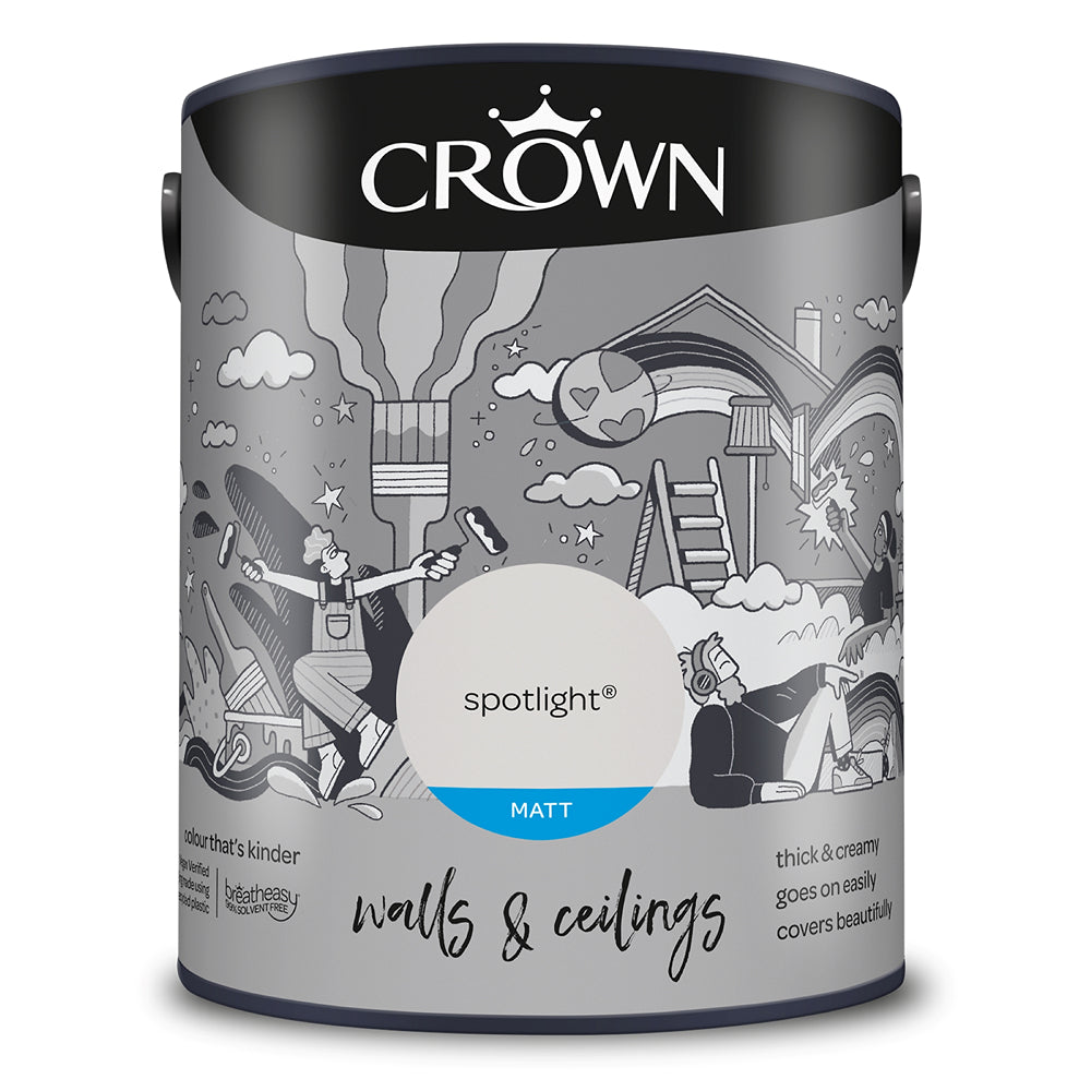 Crown Paint Spotlight Matt Interior Wall and Ceiling Paint | 5L, Breatheasy