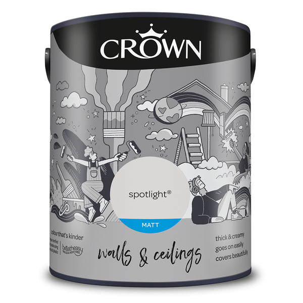 Crown Paint Spotlight Matt Interior Wall and Ceiling Paint | 5L, Breatheasy