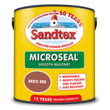 Sandtex Microseal Brick Red Smooth Masonry Paint | 2.5L, 15 Year Durability