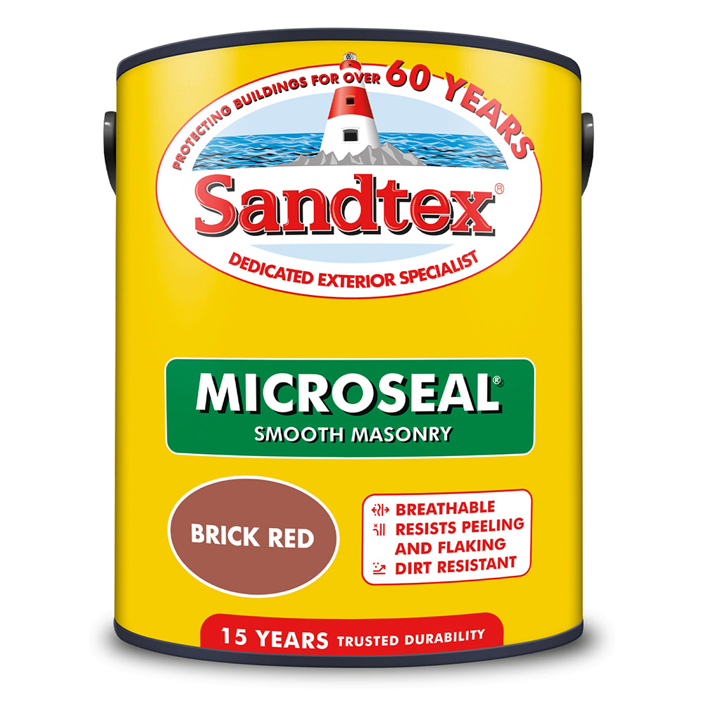 Sandtex Microseal Smooth Masonry Paint Brick Red | 5L, 15 Year Durability