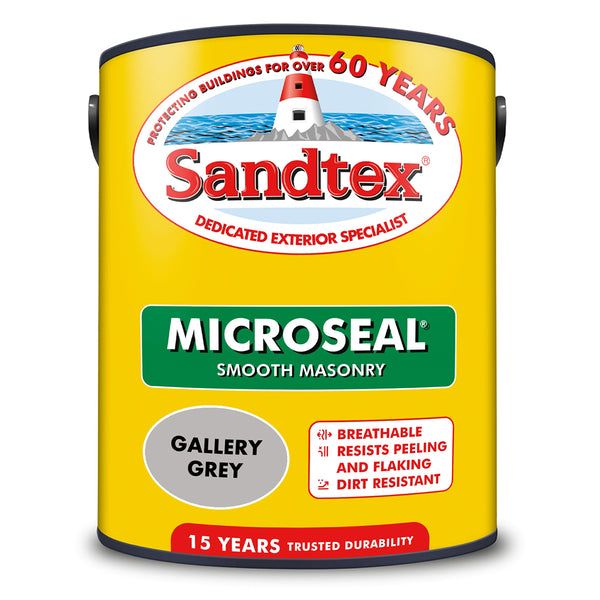Sandtex Microseal Smooth Exterior Masonry Paint | Gallery Grey, 5L