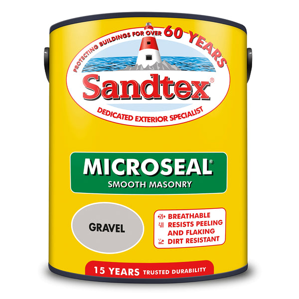 Sandtex Microseal Smooth Gravel Masonry Paint | Exterior, 5L, 15 Year Durability