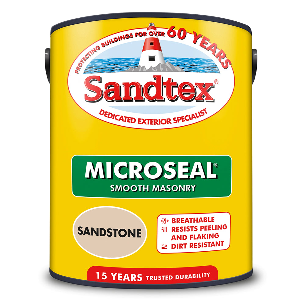 Sandtex Microseal Smooth Masonry Paint Sandstone | 5L, Exterior