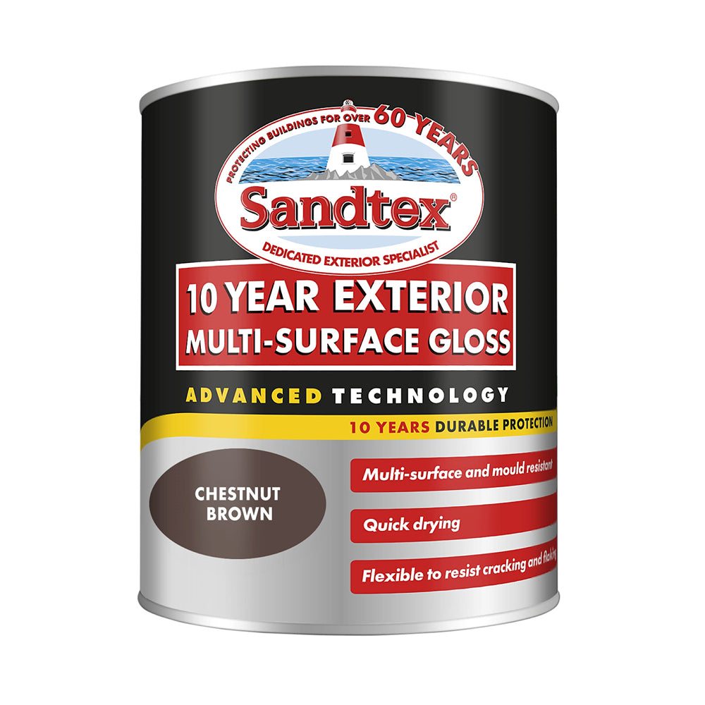Sandtex Multi-Surface Exterior Gloss Paint Chestnut Brown | 750ml, 10 Year
