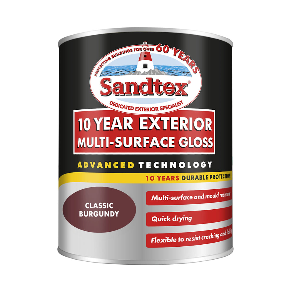 Sandtex Multi Surface Exterior Gloss Paint | Burgundy, 750ml