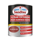 Sandtex Pillar Box Red Multi-Surface Exterior Gloss Paint | 750ml