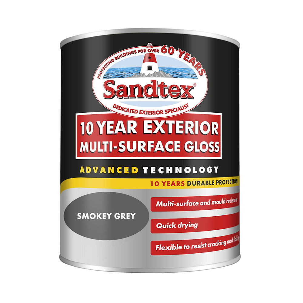 Sandtex Smoky Grey Exterior Multi-Surface Gloss Paint | 750ml