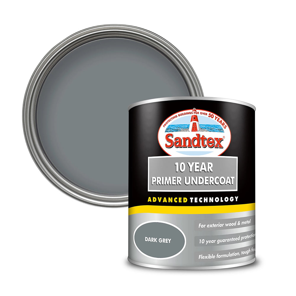Sandtex Exterior Dark Grey Primer Undercoat Paint | 750ml, 10-Year Protection
