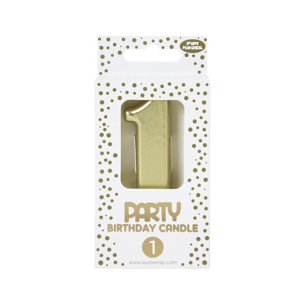 Fun House Gold Number 1 Birthday Candle Cake Topper | Metallic Finish
