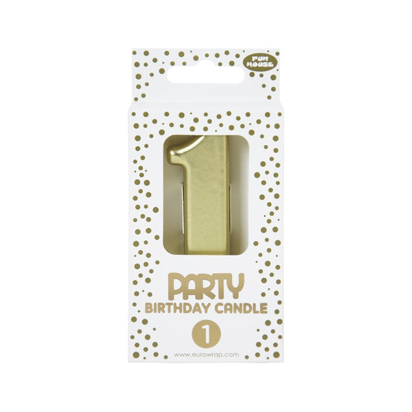 Fun House Gold Number 1 Birthday Candle Cake Topper | Metallic Finish
