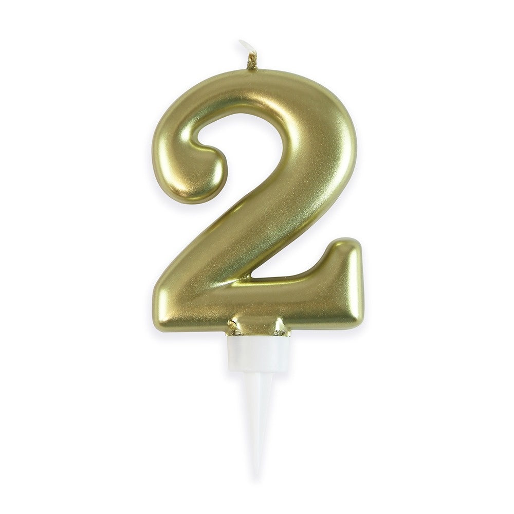 Fun House Number 2 Birthday Candle - Metallic Gold